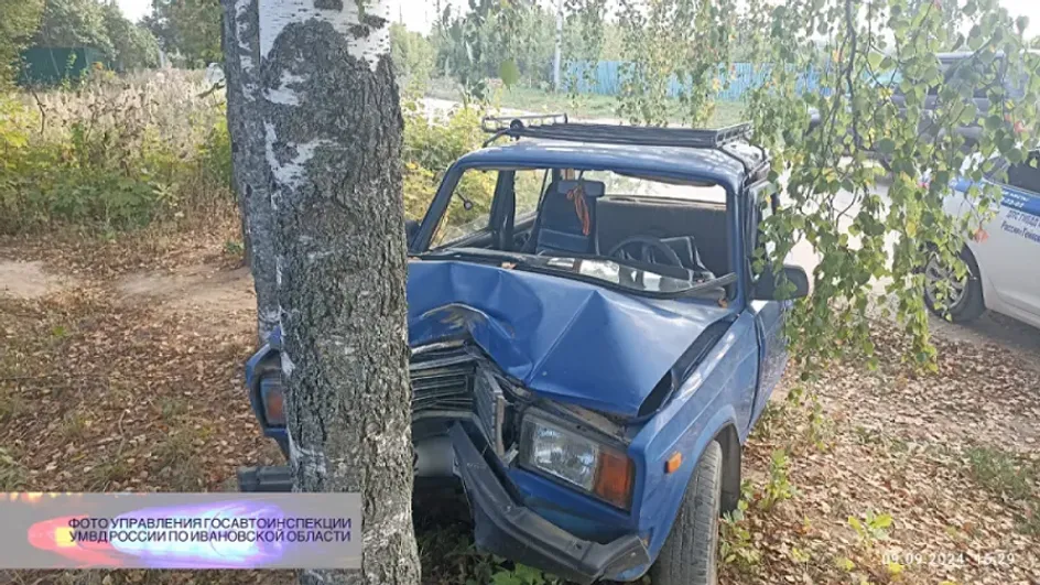 В Гаврилово-Посадском районе пьяный мужчина на «ВАЗе» врезался в дерево